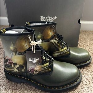 Dr. Martens Olive Skull Art Boots